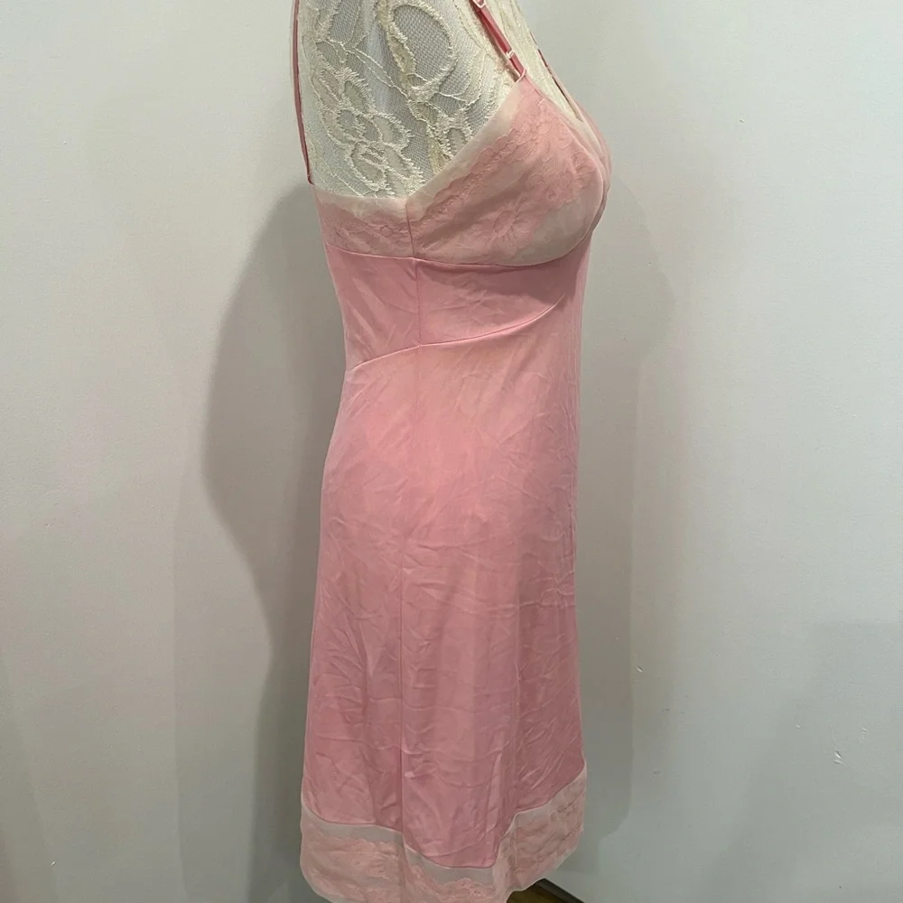 Vintage 60s 70s Blush Pink Lace‎ Trimmed Slip Sz. S - Picture 5 of 12